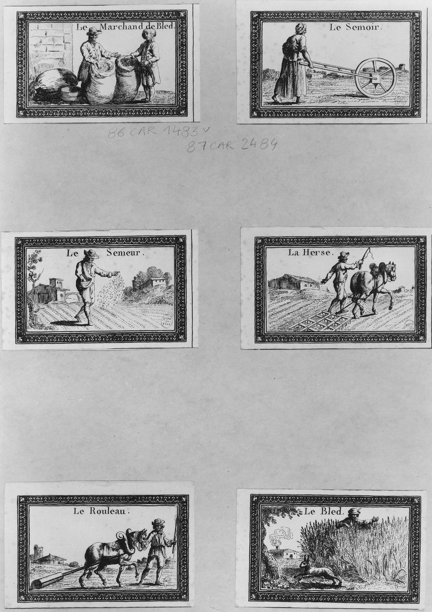Six Vignettes Depicting the Cultivation of Cereals by French School