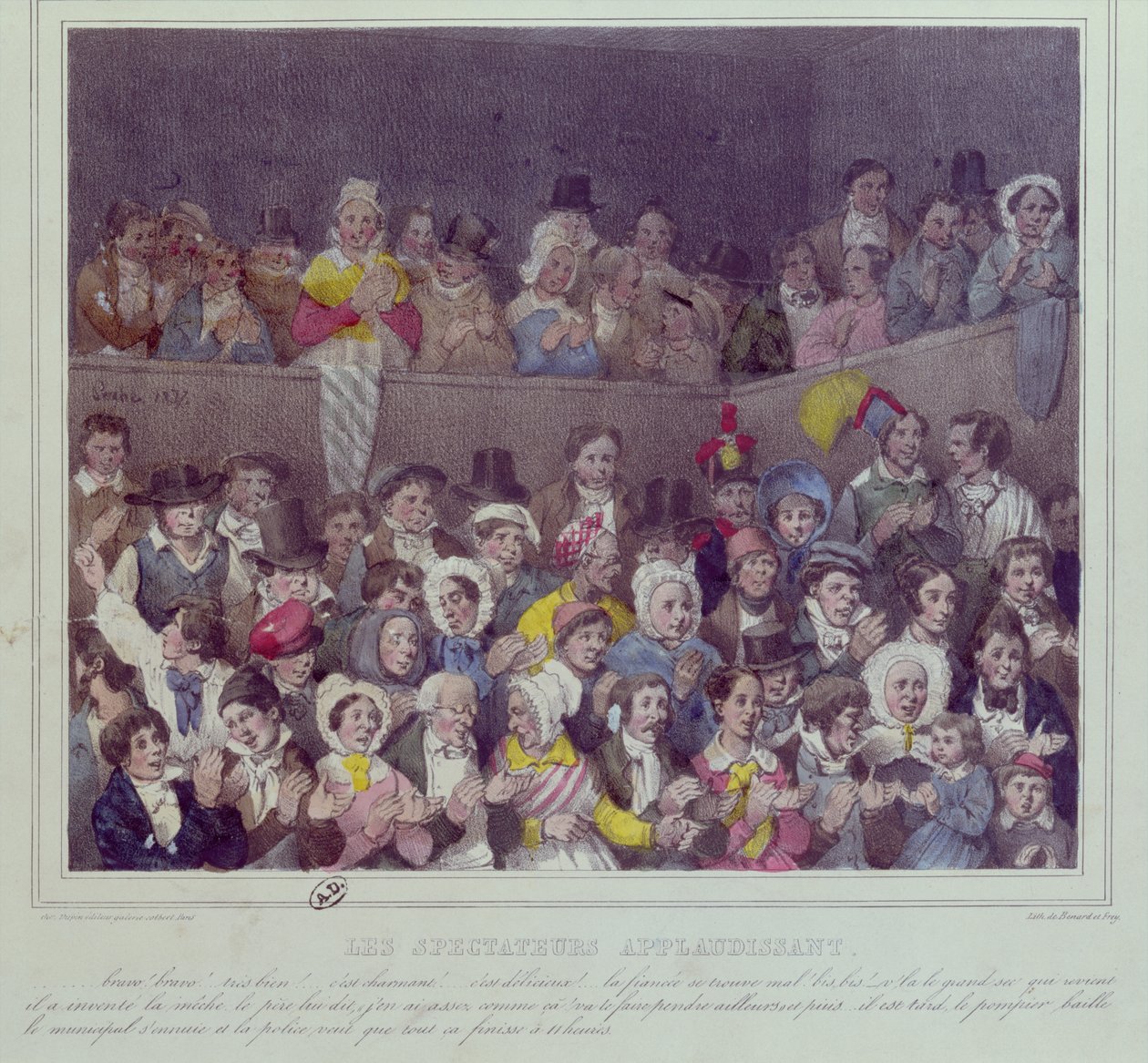 Spectators applauding at the Theatre, 1837 by French School