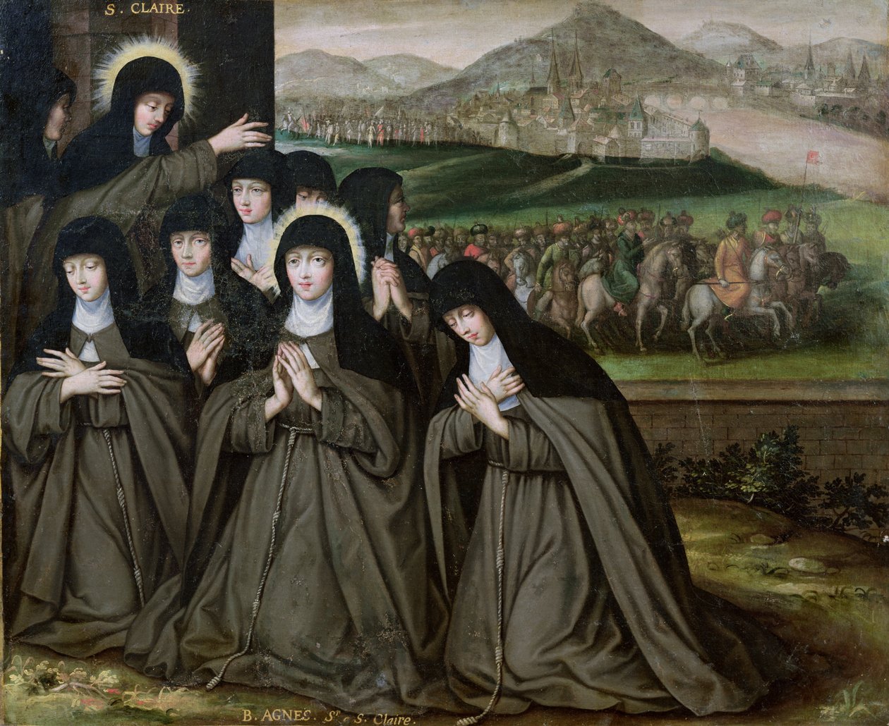 St. Claire with her Sister, Agnes and Nuns by French School