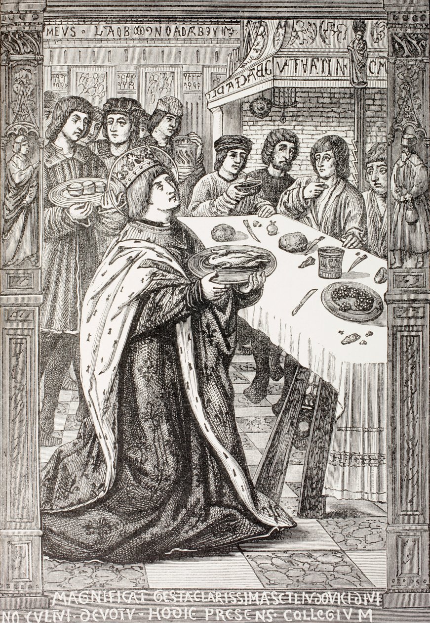 St. Louis, serving a meal to the poor, from 