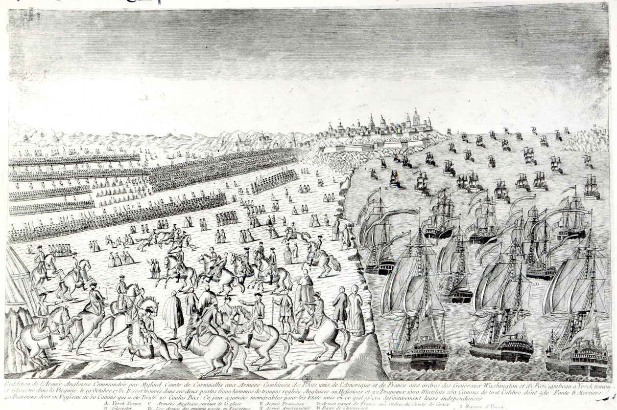 Surrender at Yorktown, 1781 by French School
