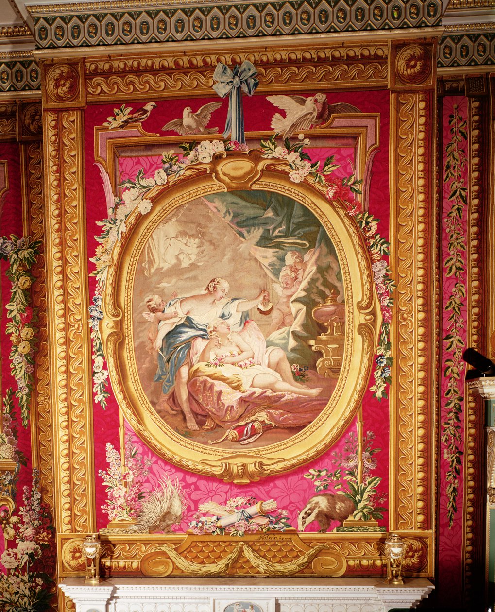 Tapestry panel depicting Cupid and Psyche, Gobelins factory, 1775 by French School