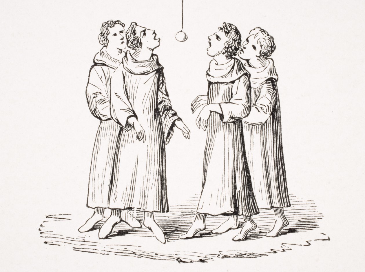The Game of Bob Apple, or Swinging Apple, reproduction from a 14th century manuscript, from 
