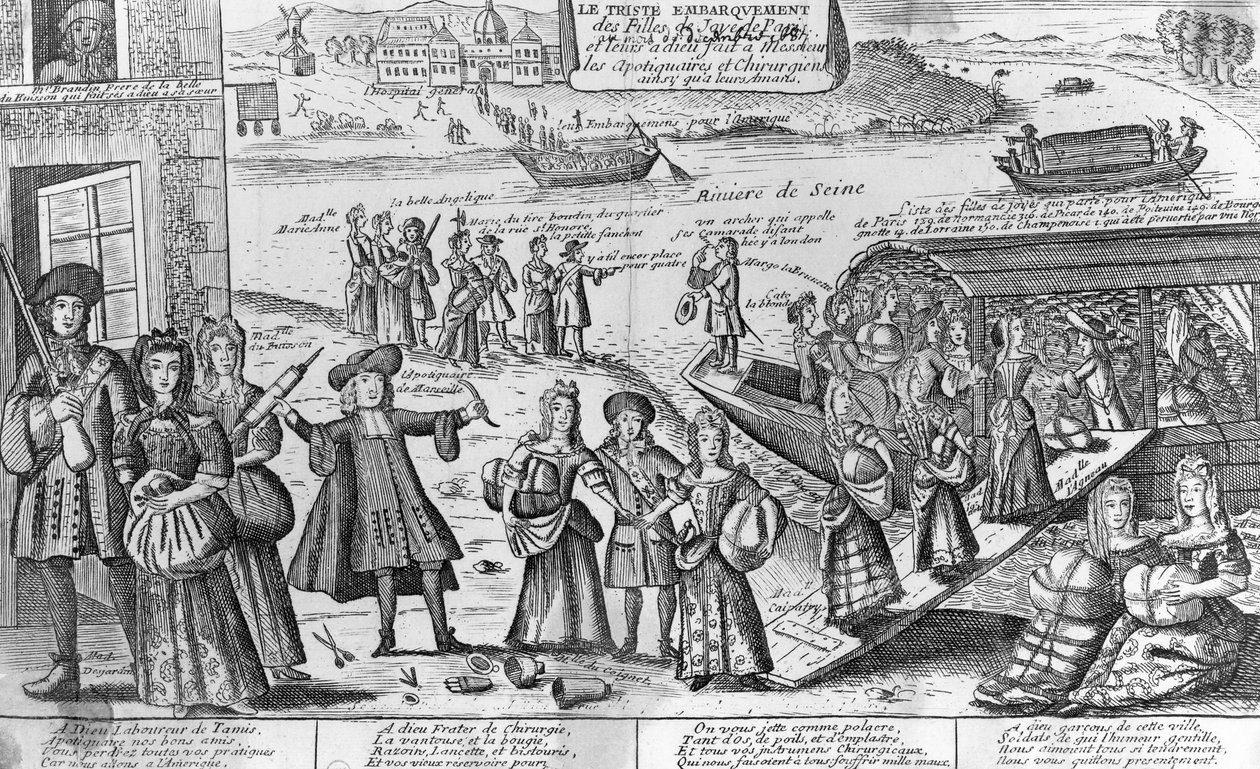 The Sad Embarkation of the Prostitutes of Paris to the French Colonies of New Orleans and their Farewells to their Doctors, Apothecaries and Lovers by French School