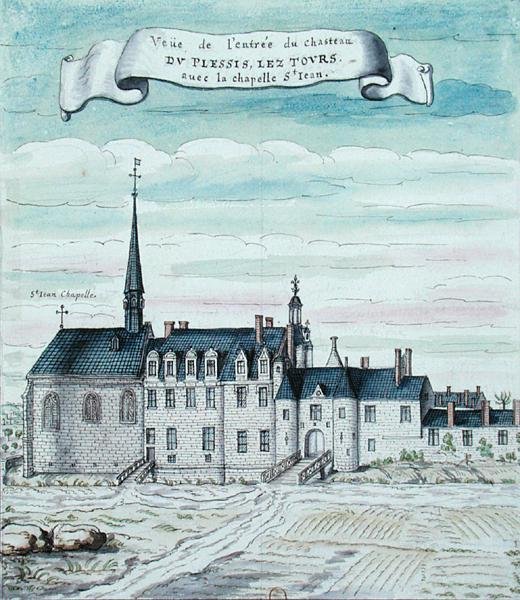 View of the Chateau de Plessis-les-Tours and the Chapel of St. Jean in the Tourraine by French School