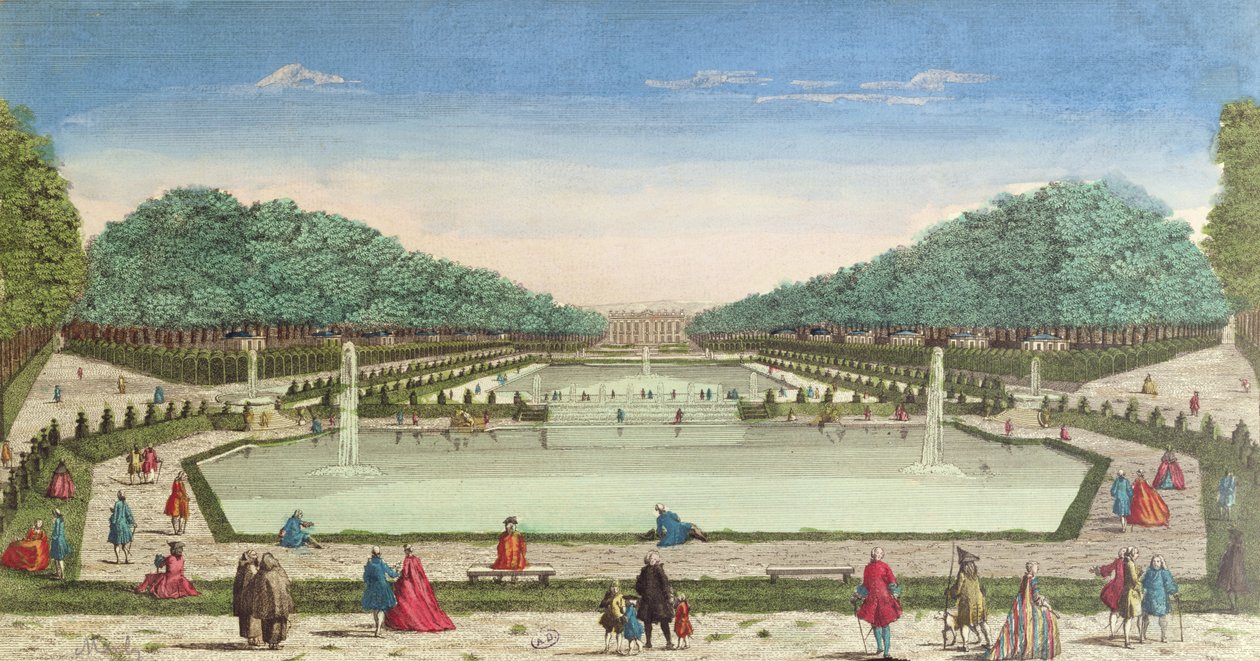 View of the Gardens and the Chateau of Marly by French School