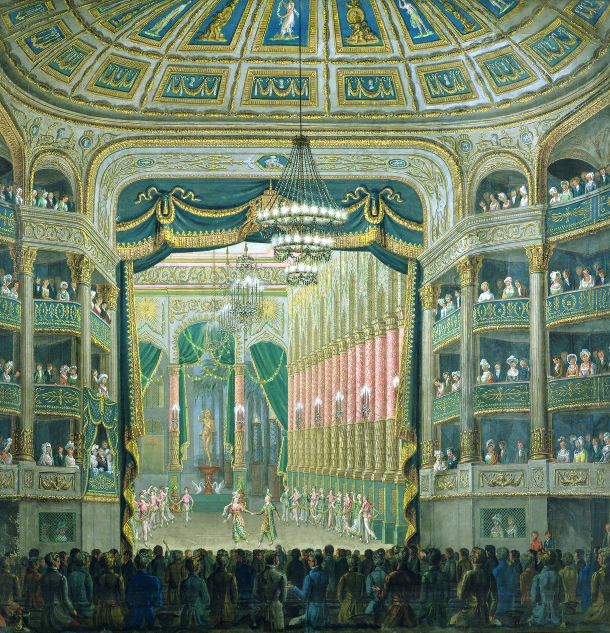 View of the Stage of the Paris Opera, Rue Richelieu, Paris by French School