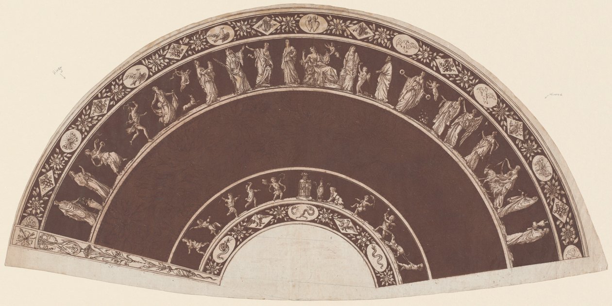 A Fan with Classical Figures Processing to Apollo by French 18th Century