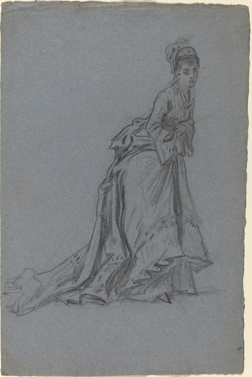 Fashionable Young Woman Stepping Forward by French 19th Century