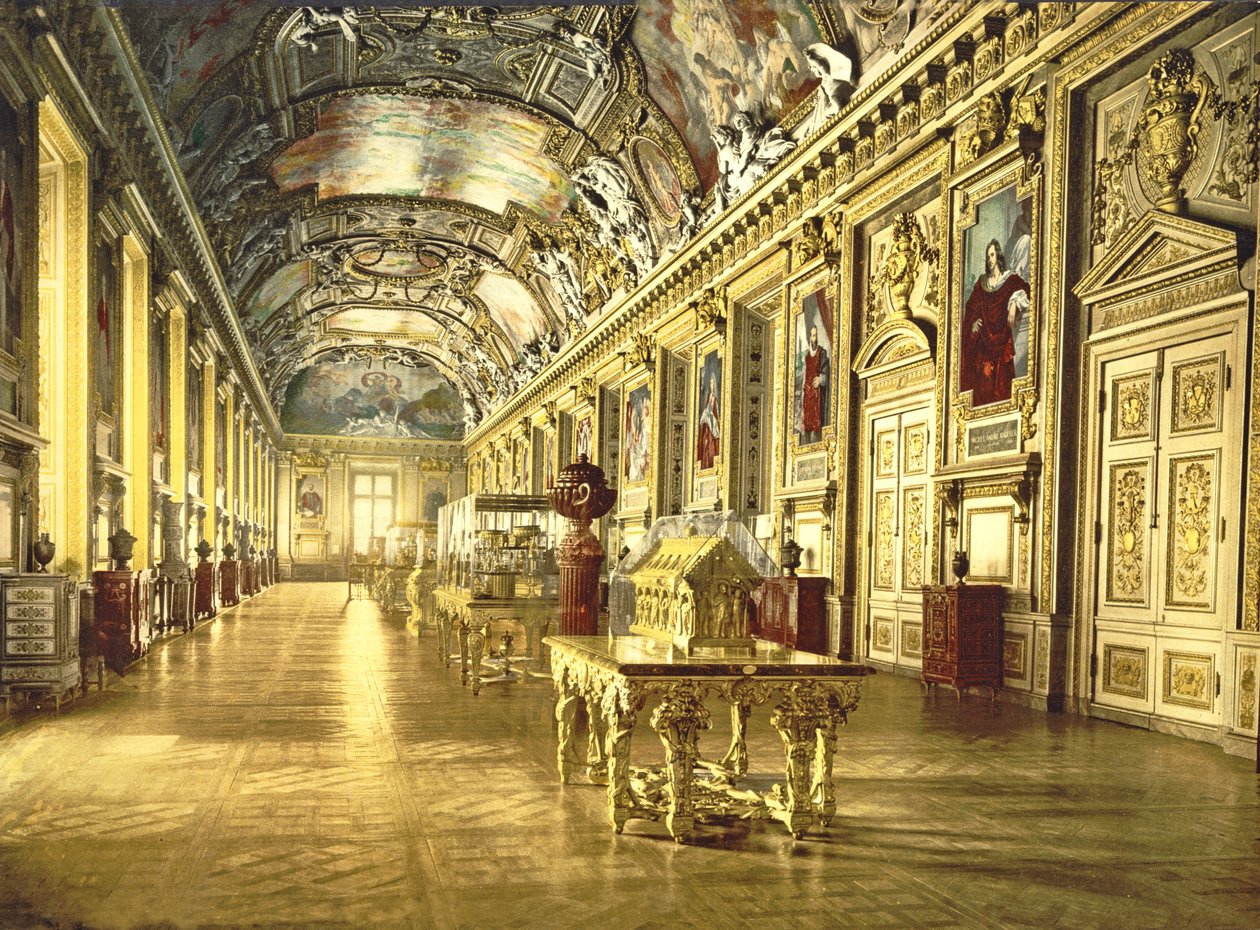 A gallery in the Louvre, Paris by French Photographer