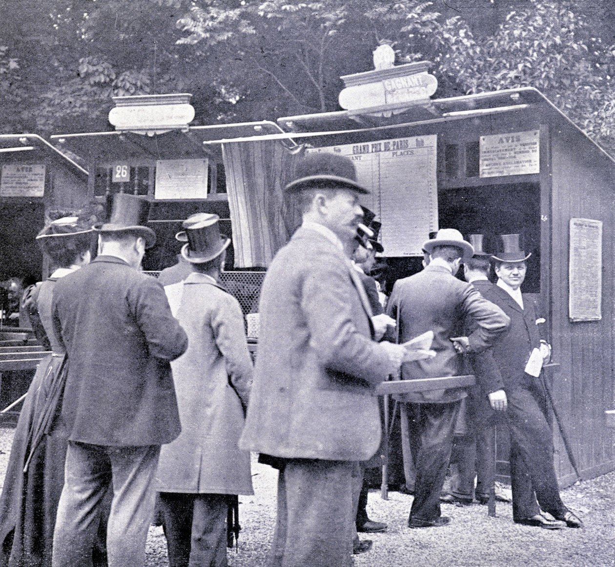 Betting before the horse race (19th century) by French Photographer
