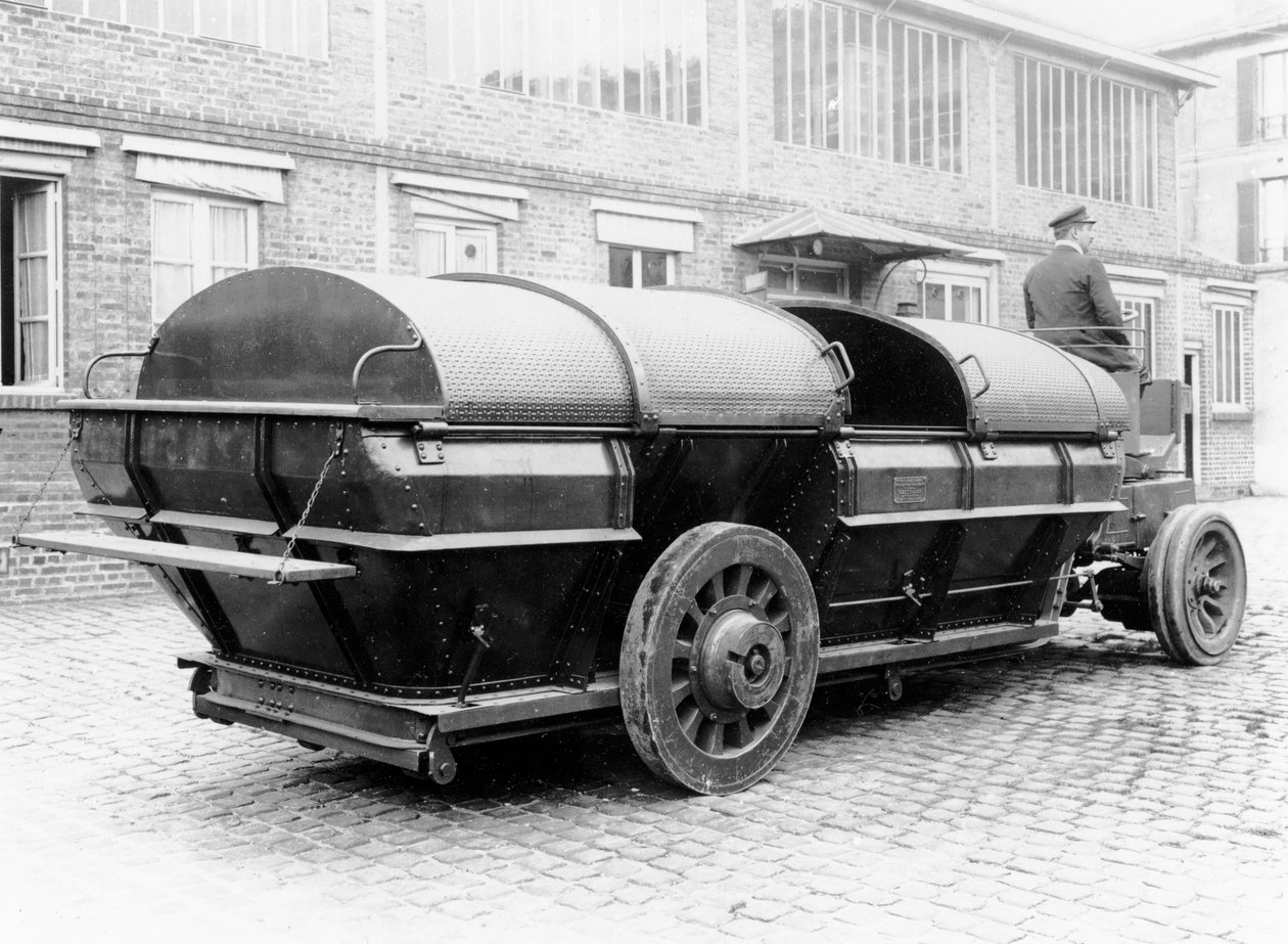 Closed car hauler for transport of household waste, 1912 by French Photographer