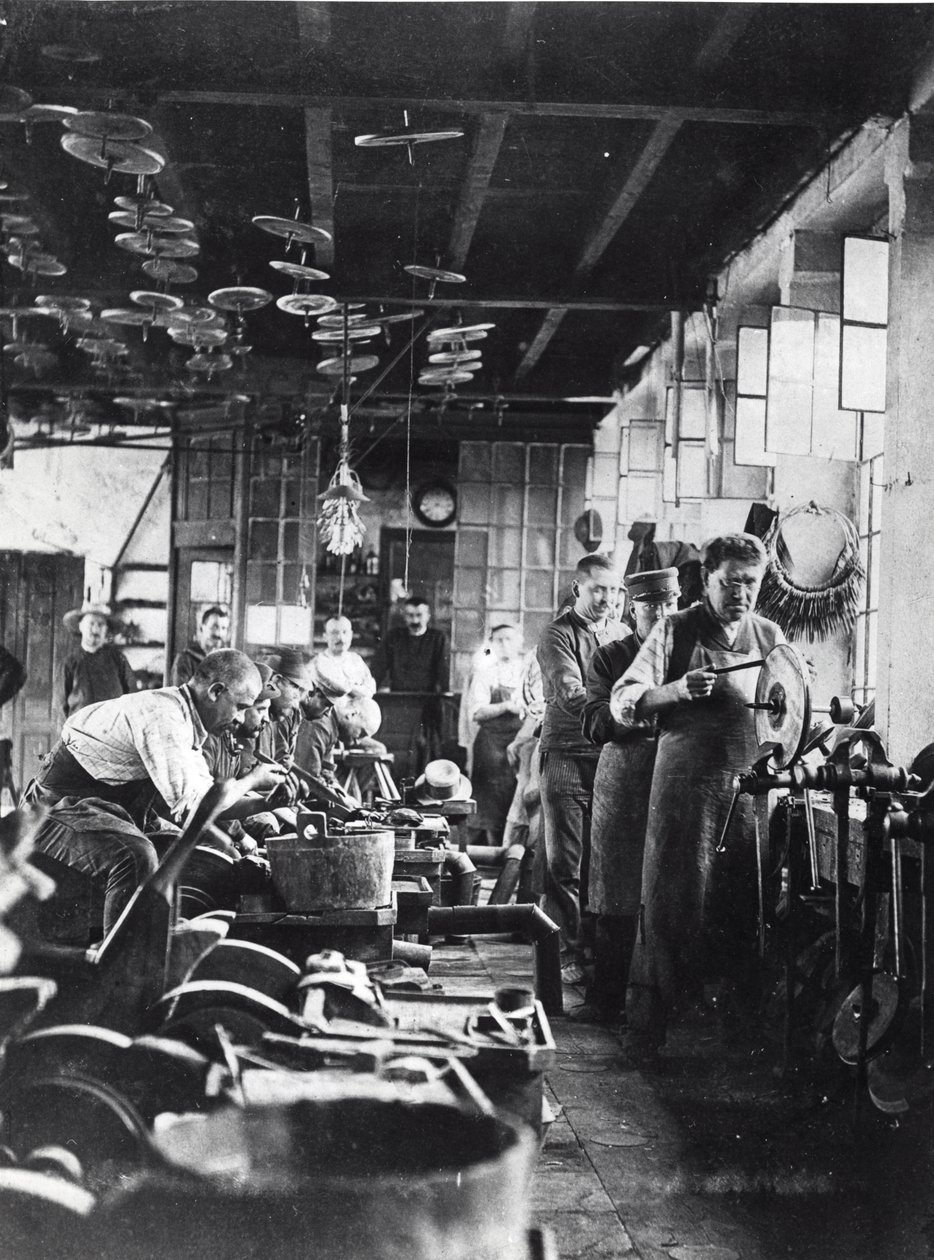 Cutlers at Work in the Workshop, France, Late 19th Century by French Photographer