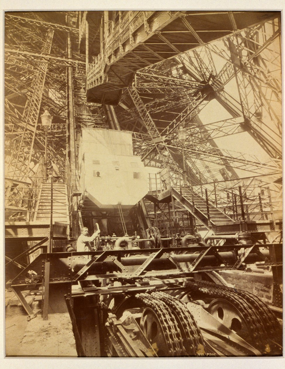 Equipment to operate the lift system on the Eiffel Tower, c.1888 by French Photographer