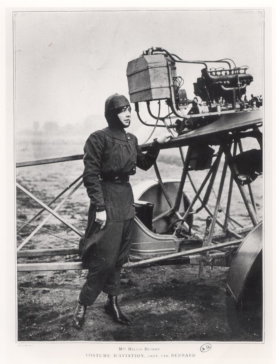 Helene Dutrieu standing beside a plane by French Photographer