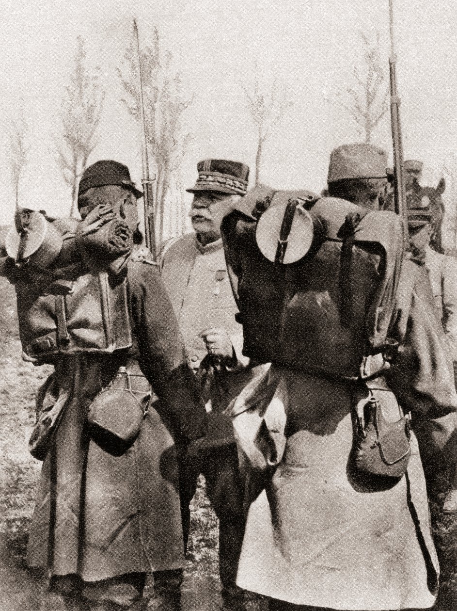 Marshal Joseph Jacques Césaire Joffre Inspecting His Troops, from The Illustrated War News, 1915 by French Photographer