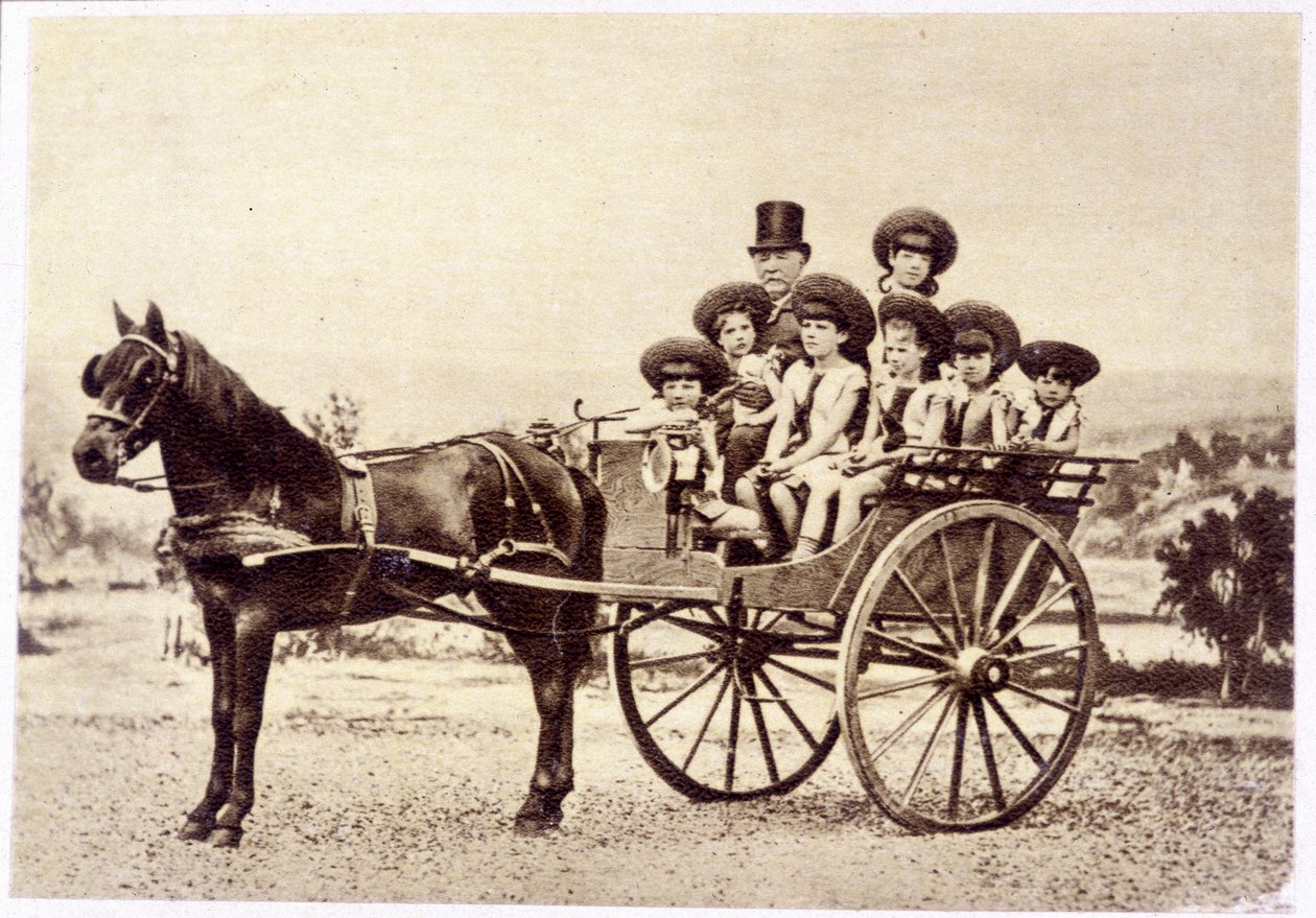 Portrait of Ferdinand de Lesseps (1805 - 1894) and His Grandchildren by French Photographer