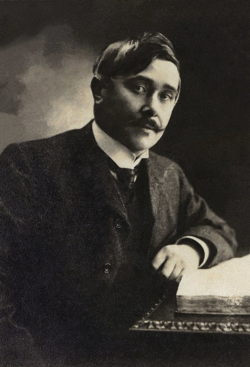 Portrait of Maurice Maeterlinck (1862-1949), playwright, essayist, French-speaking Belgian poet by French Photographer