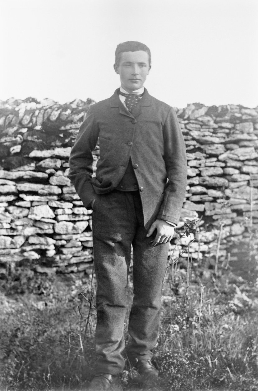 Portrait of a Young Man, in the Garden of the Abbey of Septfontaines, Near Bourmont en Haute Marne. Photography Late 19th Century. Ducos Collection by French Photographer