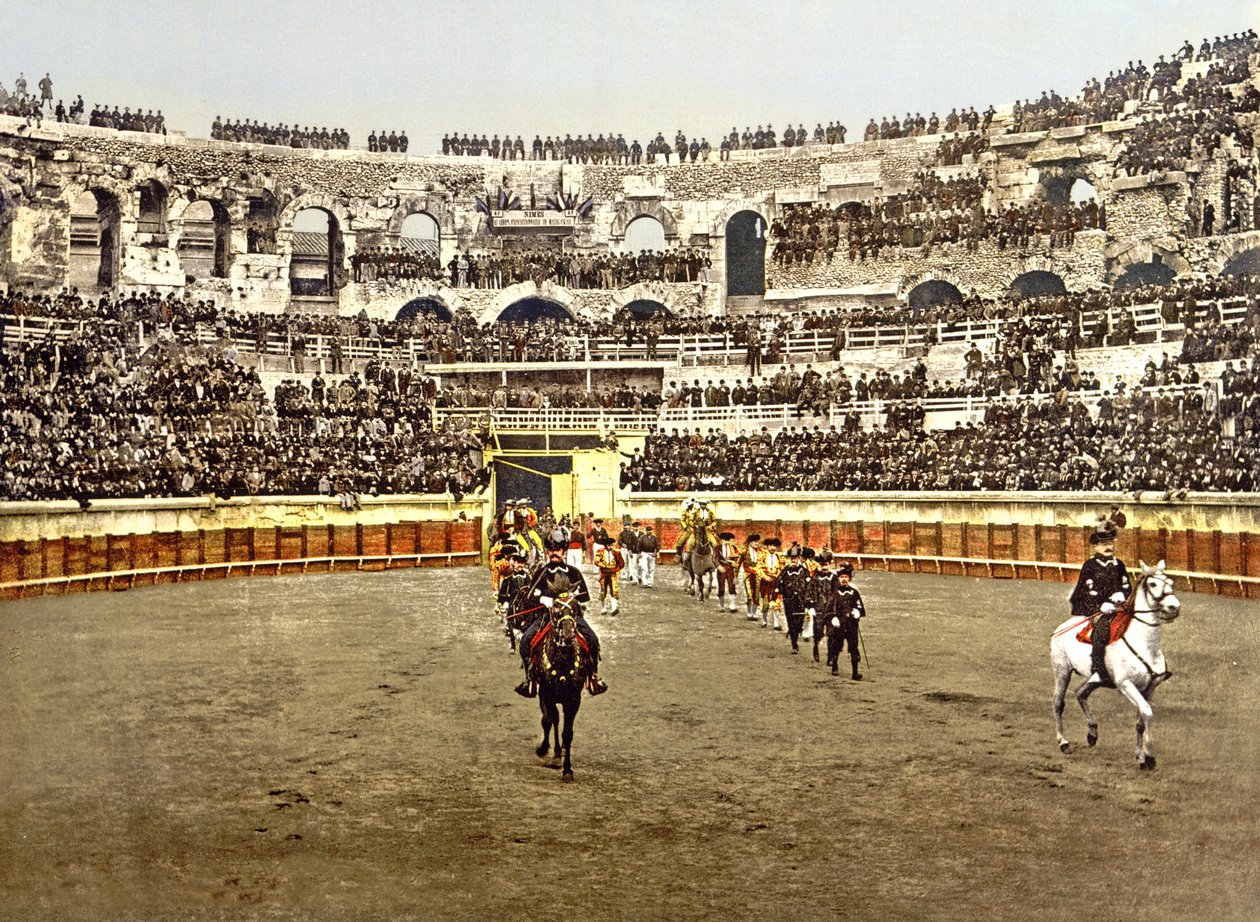 Procession of matadors at the Amphitheatre in Nîmes by French Photographer