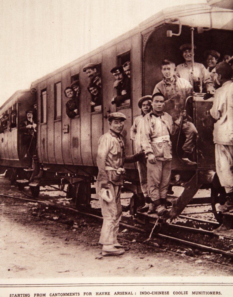 Starting from Cantonments for Havre Arsenal: Indo-Chinese coolies munitioners by French Photographer