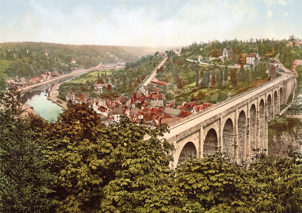 The Viaduct de Lanvallay, Dinan, France, 1890-1900 by French Photographer