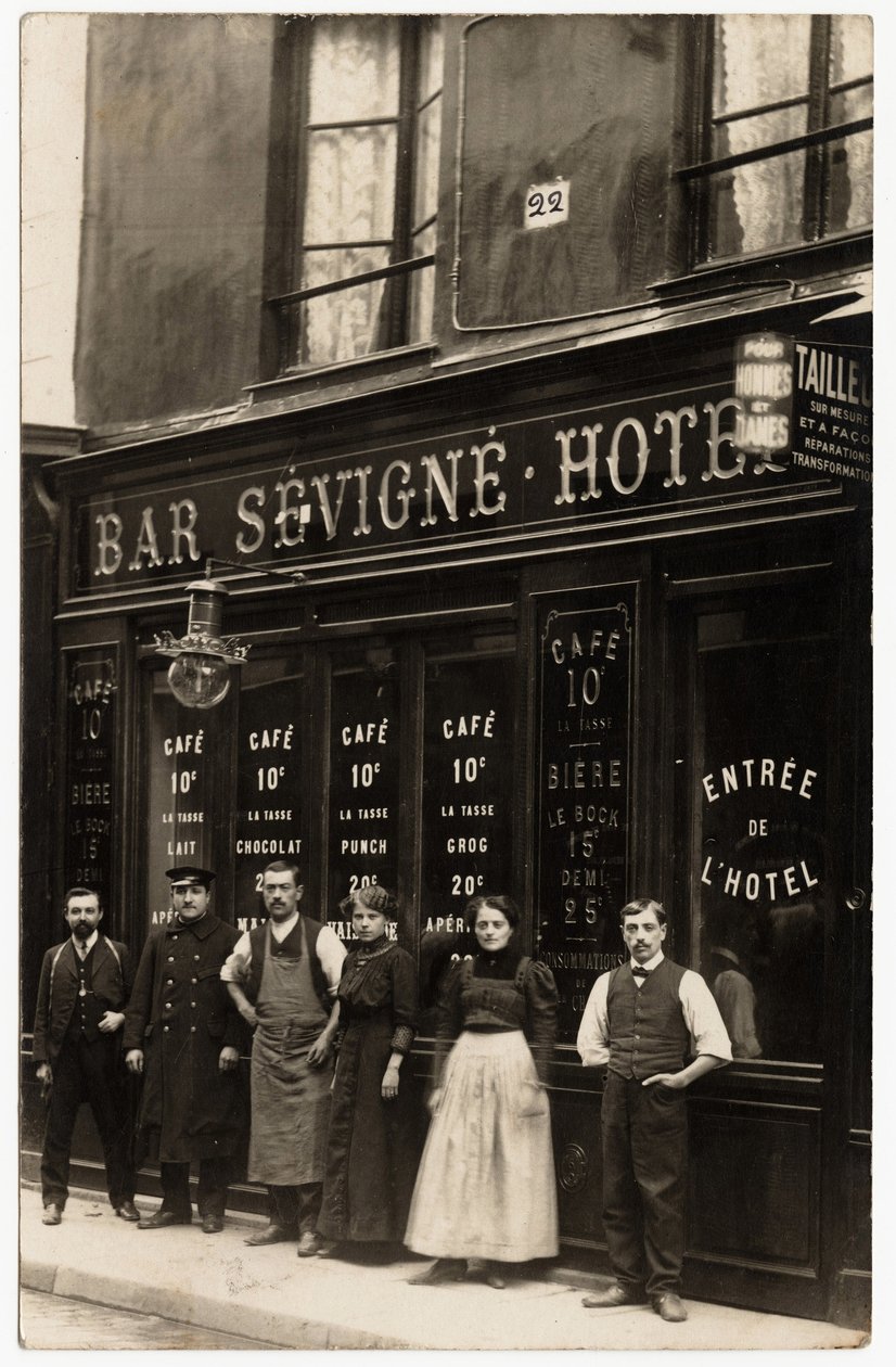 The front of the wine and hotel debit, run by M.Vaissade, at 22 rue de Sevigne, Paris. Postcard beginning 20th century. by French Photographer