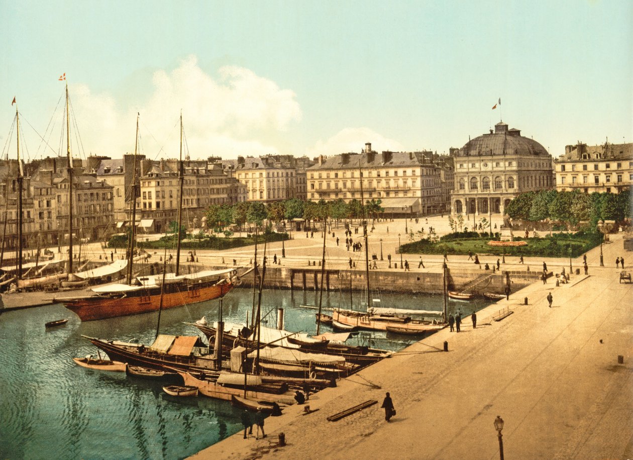 View of La Place Gambetta from the Quayside, Le Havre, pub. 1890-1900 by French Photographer