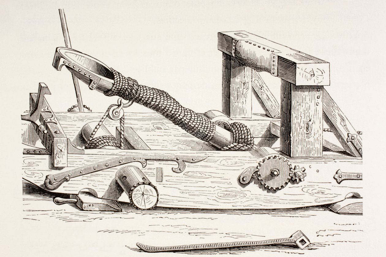 15th century mangonel, from Les Arts au Moyen Age, published 1873 by French School