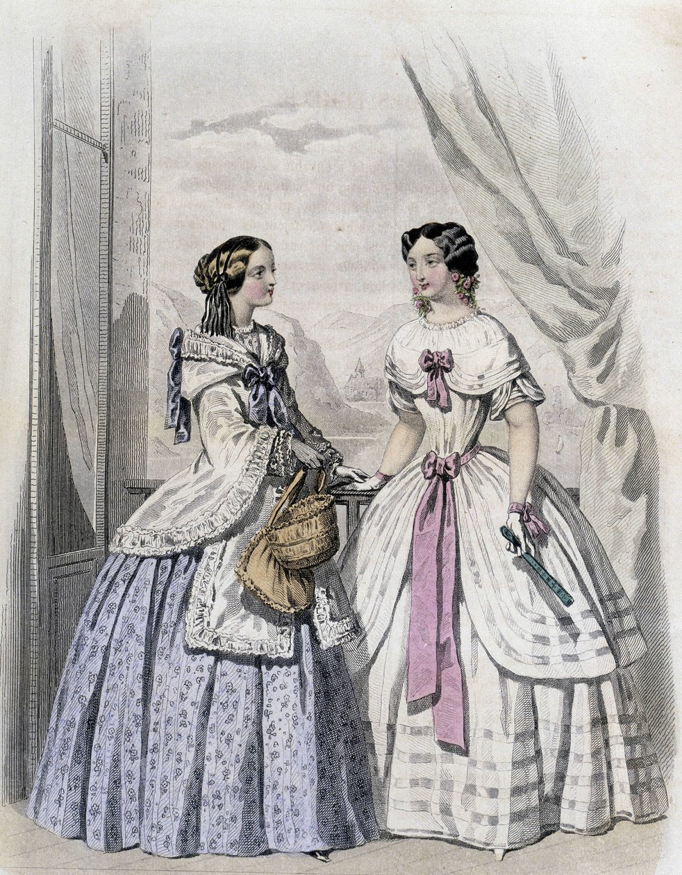 2 fashionable women - in Journal des Demoiselles 1852 by French School