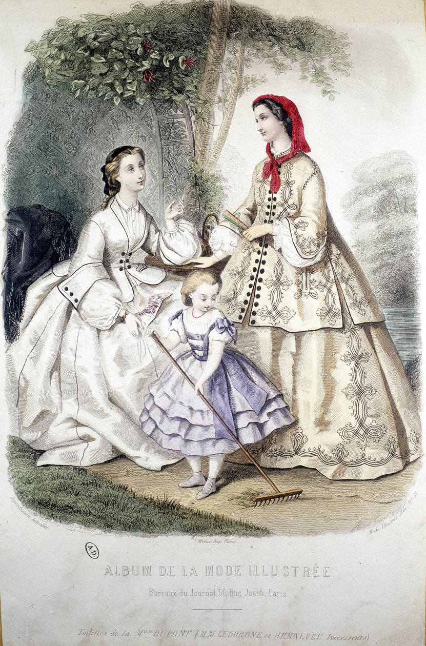 2 women and a girl: Fashion - in Album de la Mode illustrée by French School