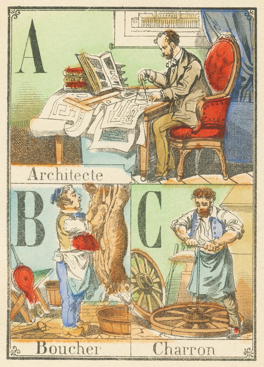 A B C: Architect, Butcher, Charron by French School