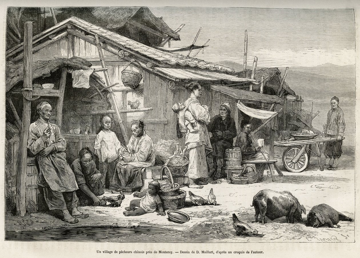 A Chinese fishing village near Monterey, California by French School