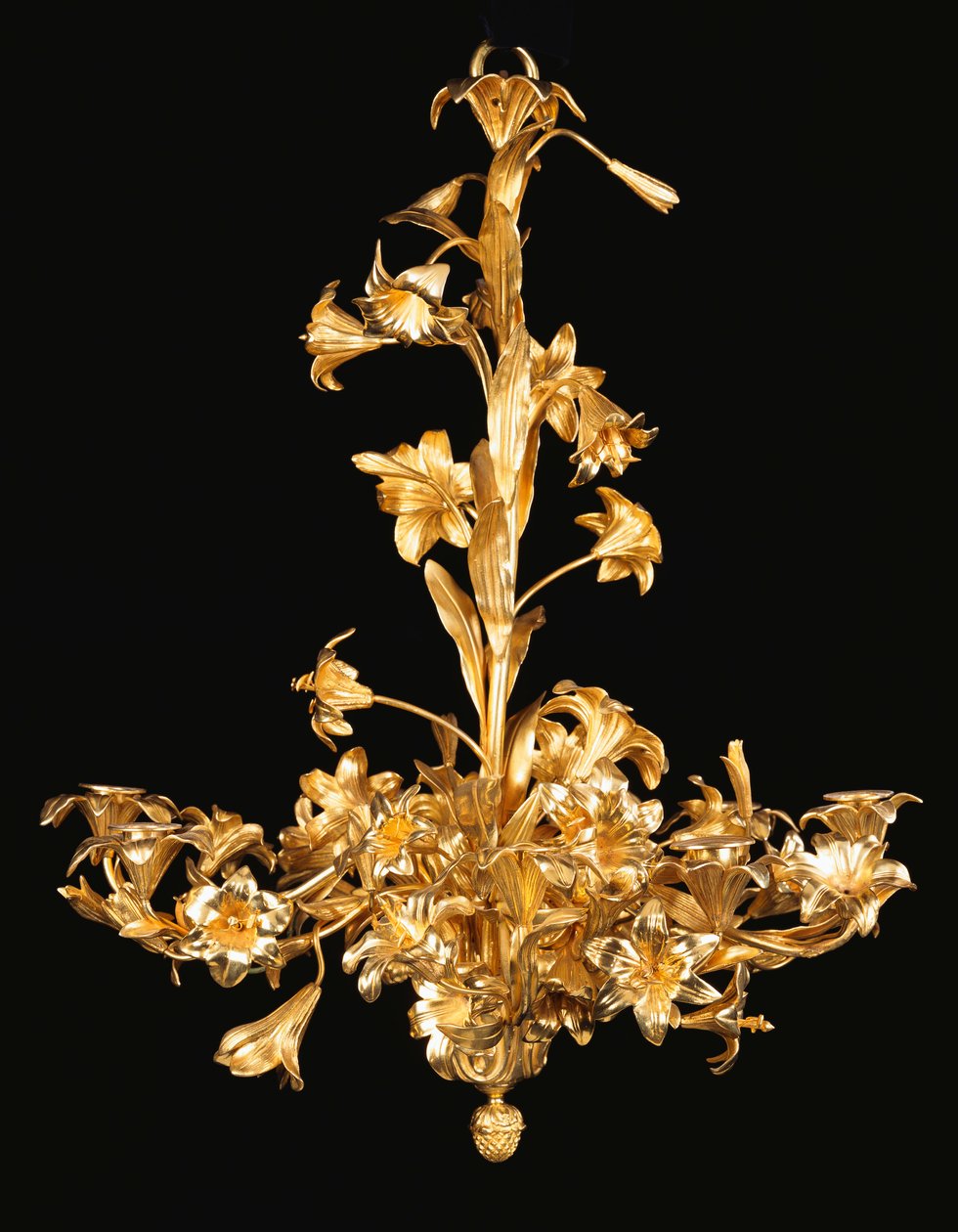 A French bronze and brass eight light chandelier, Second half 19th century by French School