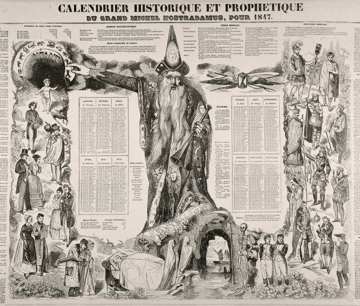 A Historical and Prophetic Calendar of Michel Nostradame (Nostradamus) by French School