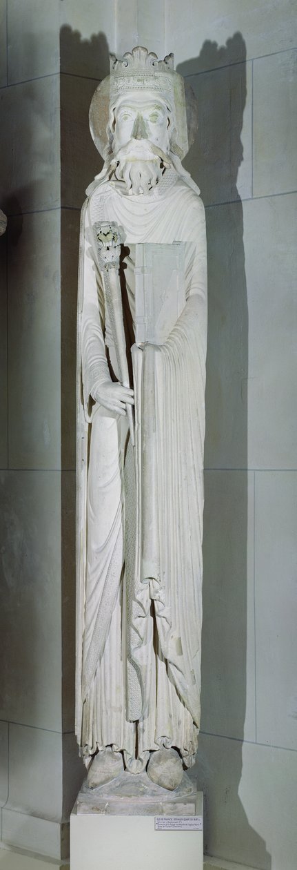 A King, possibly Solomon, from the west facade of Notre-Dame de Corbeil, Essonne by French School