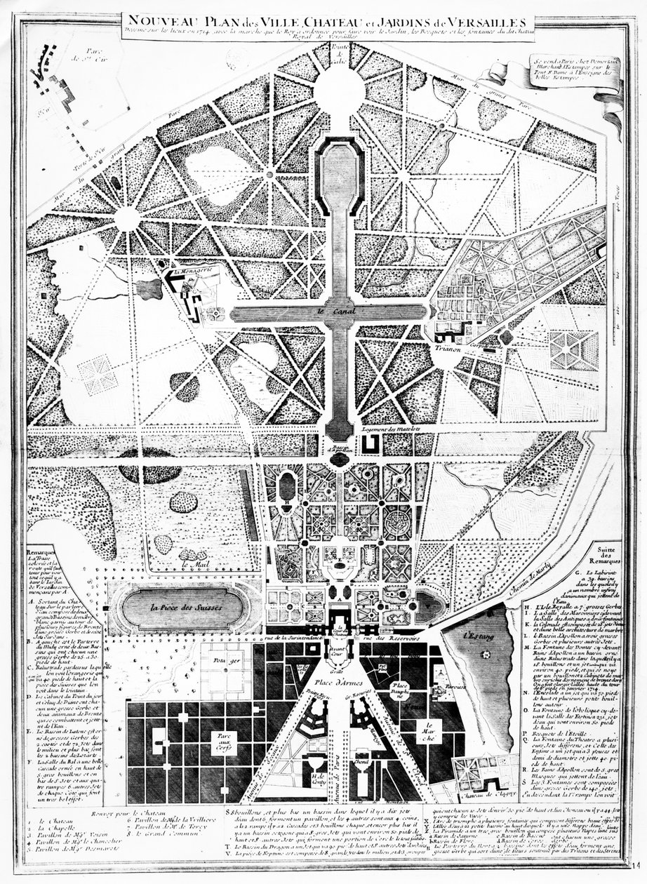 A New Plan of the Town, Château and Gardens of Versailles, 1714 by French School