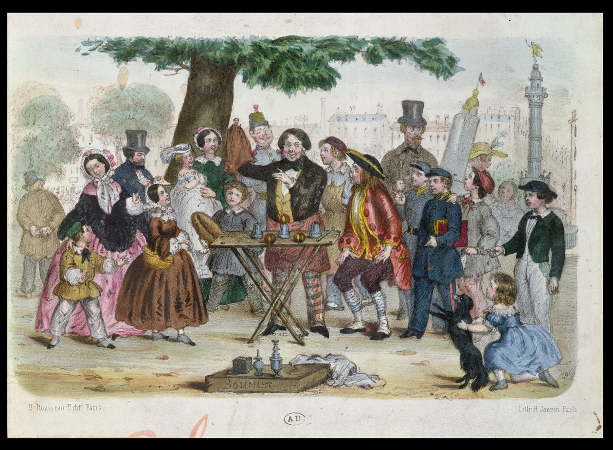 A Street Magician near the Place de la Bastille, Paris, engraved by H. Jannin by French School