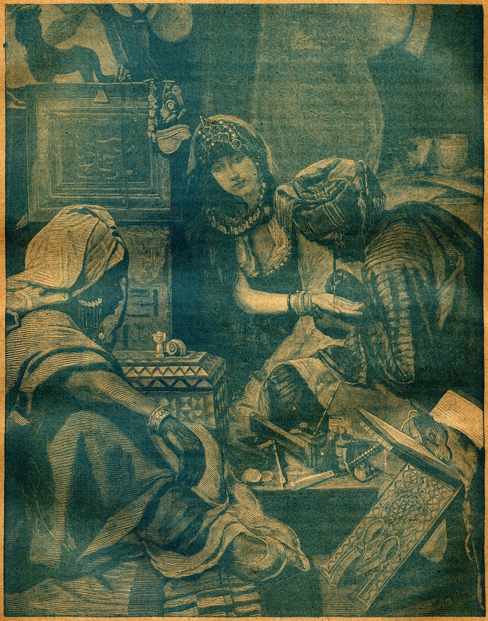 A bazaar in Lahore, India. Engraving in La Terre Illustree n°94 of 25 August 1892 by French School