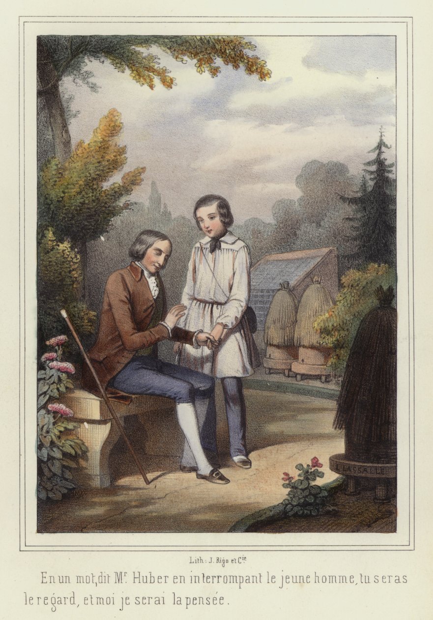 A Boy Helping a Blind Man by French School