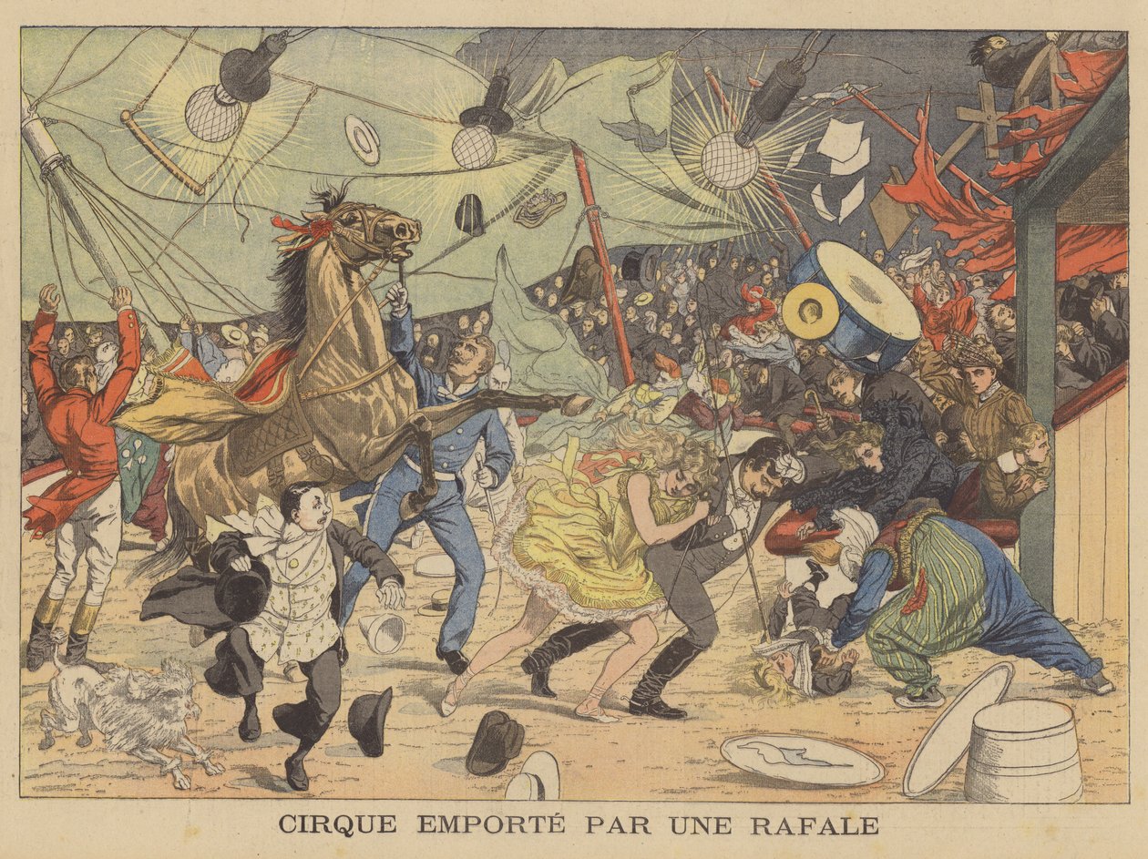 A Circus Tent Carried Away by a Gust of Wind by French School