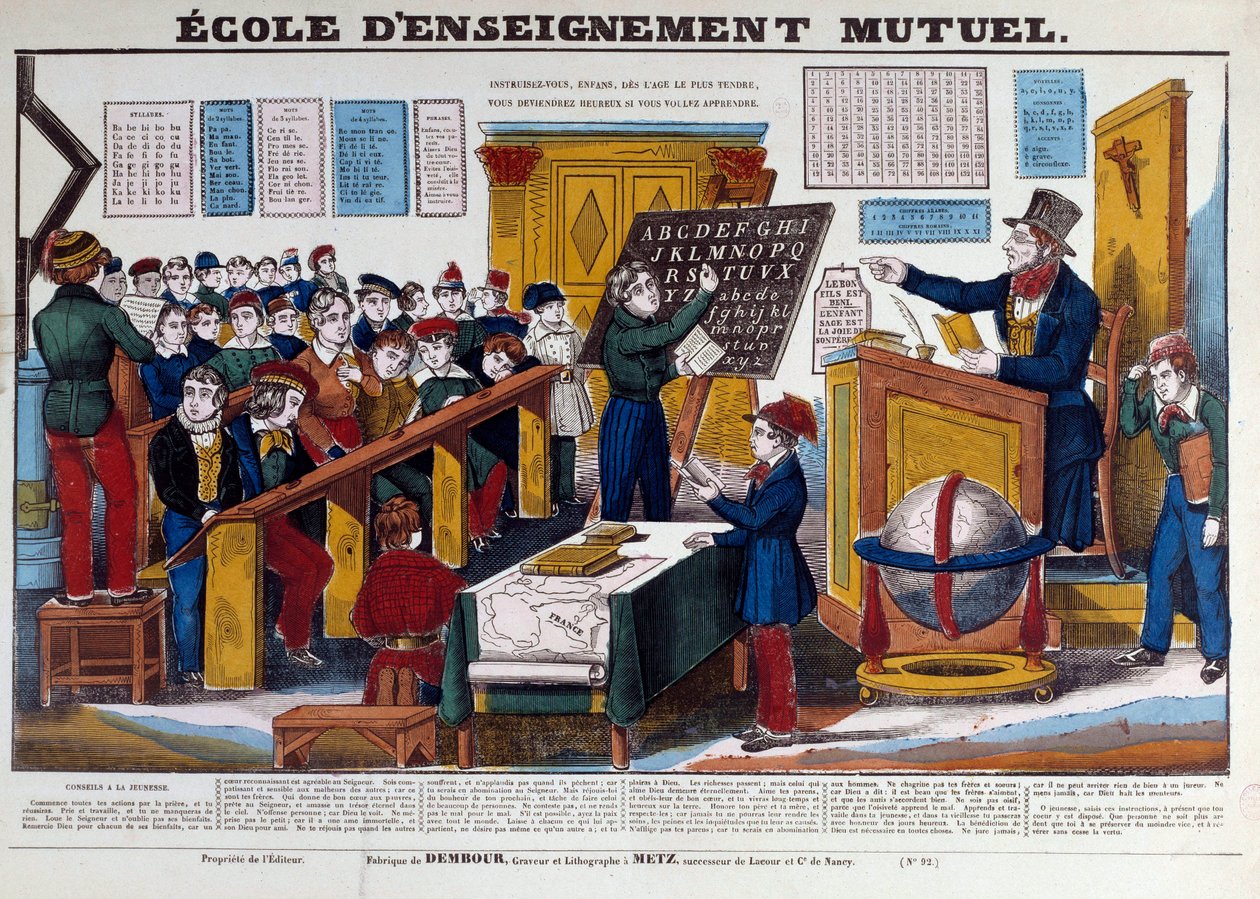 A School of Mutual Education Introduced in France Around 1815 (Engraving)
