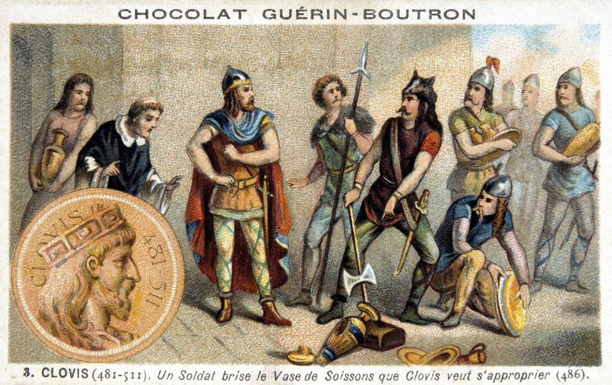 A Soldier Breaks the Soissons Vase that Clovis Wants to Own, 486 by French School