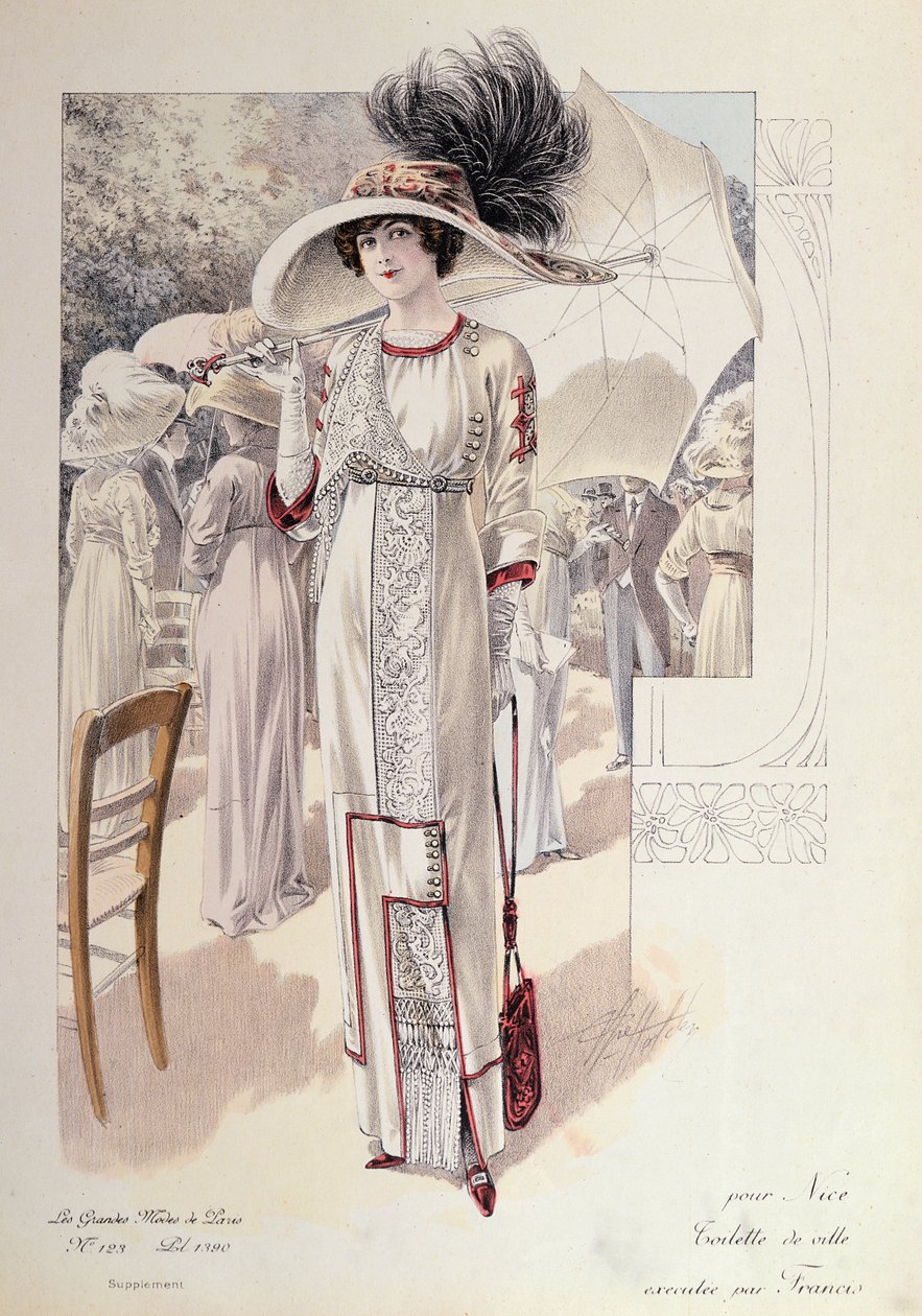 A town dress, from Les Grandes Modes de Paris by French School