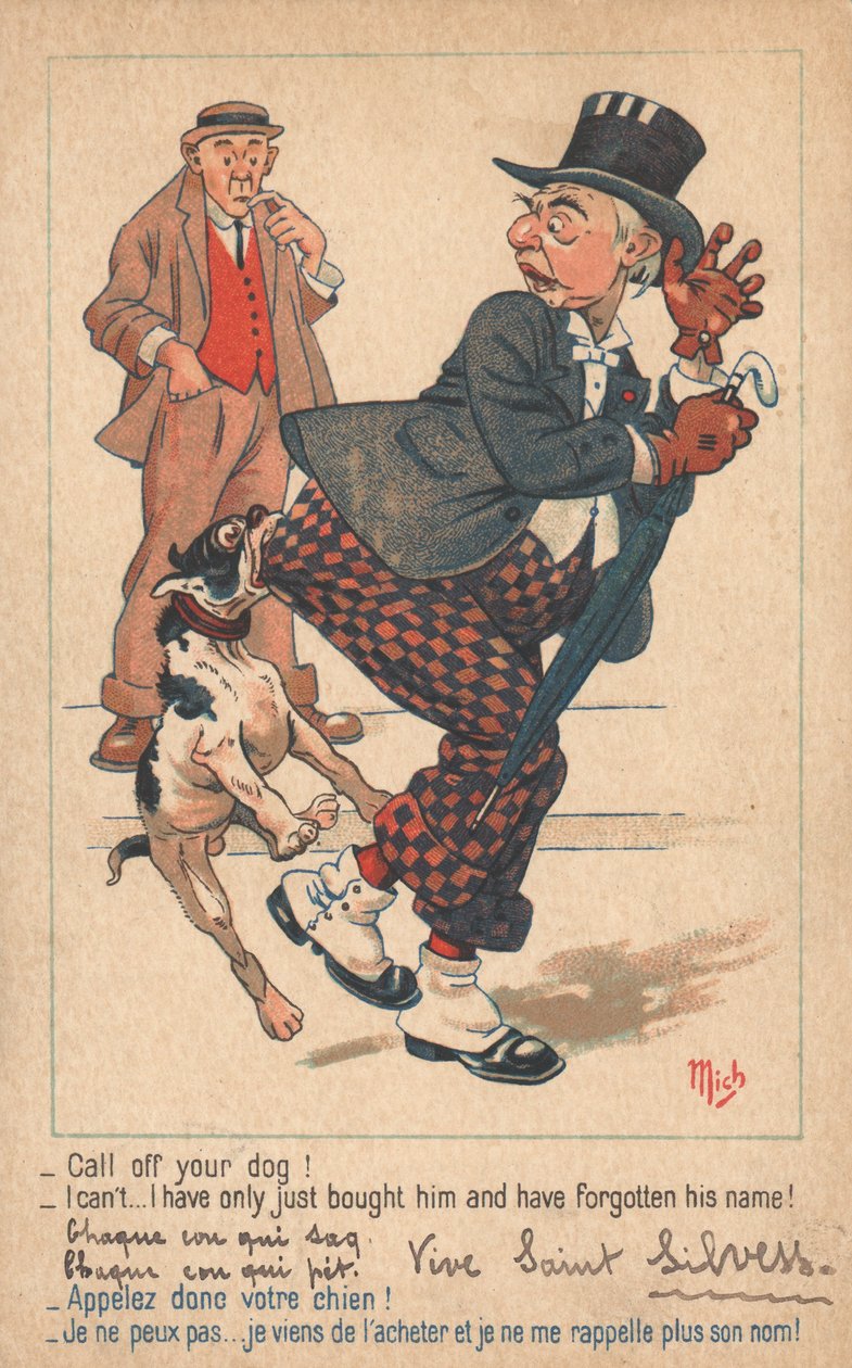 A Well-Dressed Man Bitten by a Dog by French School