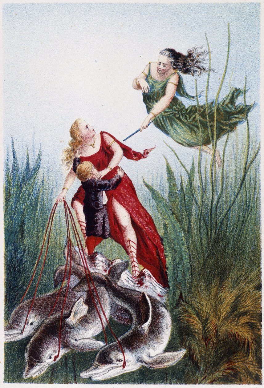 A Woman Attacking Another Woman and a Boy Led by Dolphins - in 