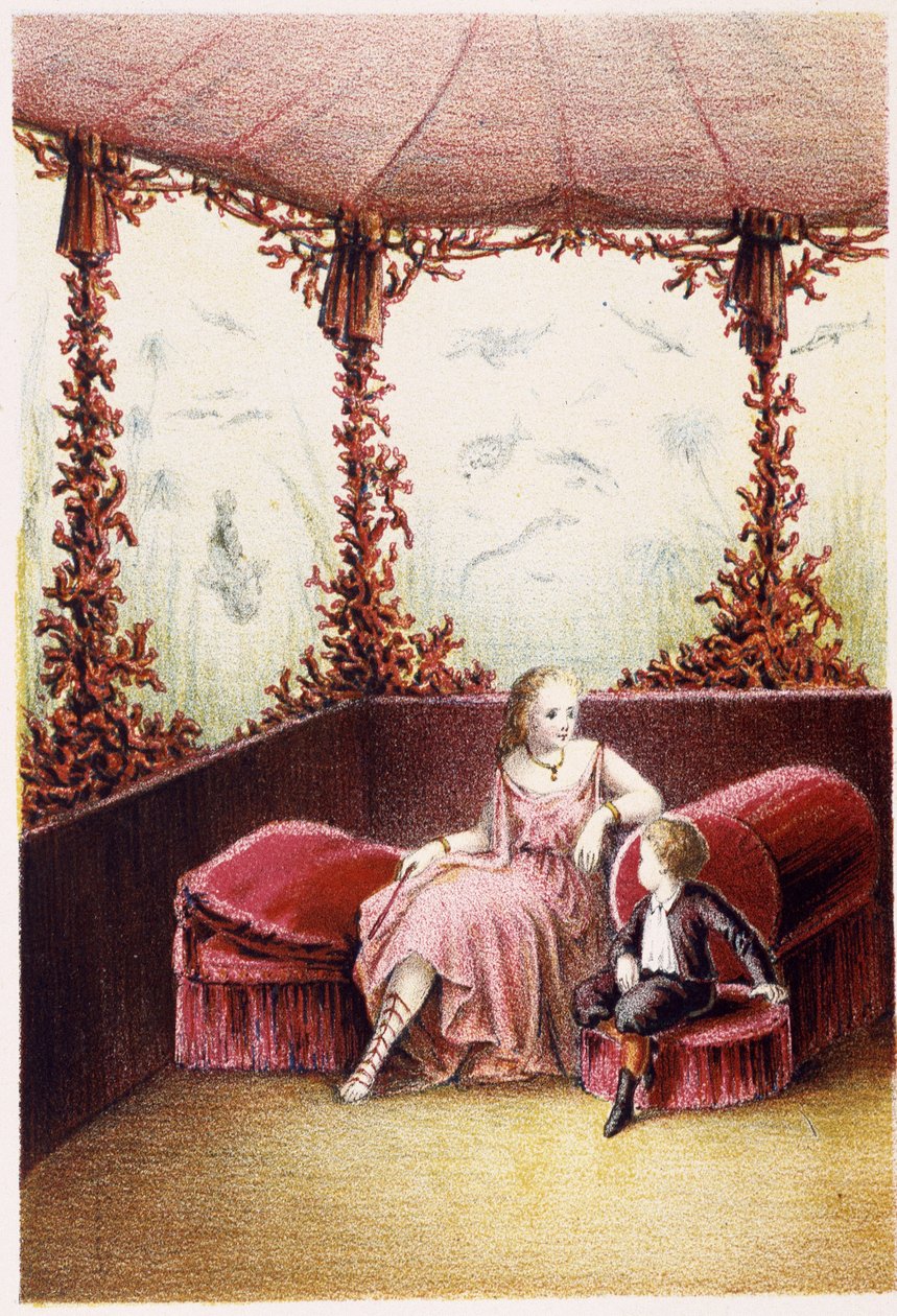 A woman talking with a boy - in 