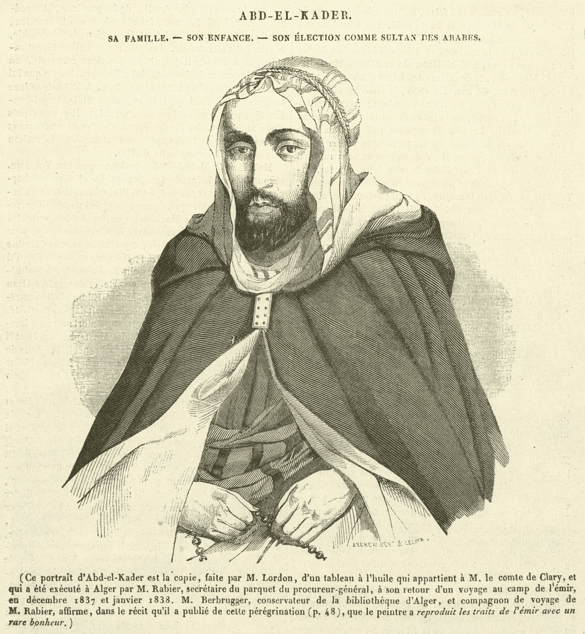 Abd-el-Kader, His Family, His Childhood, His Election as Sultan of the Arabs by French School