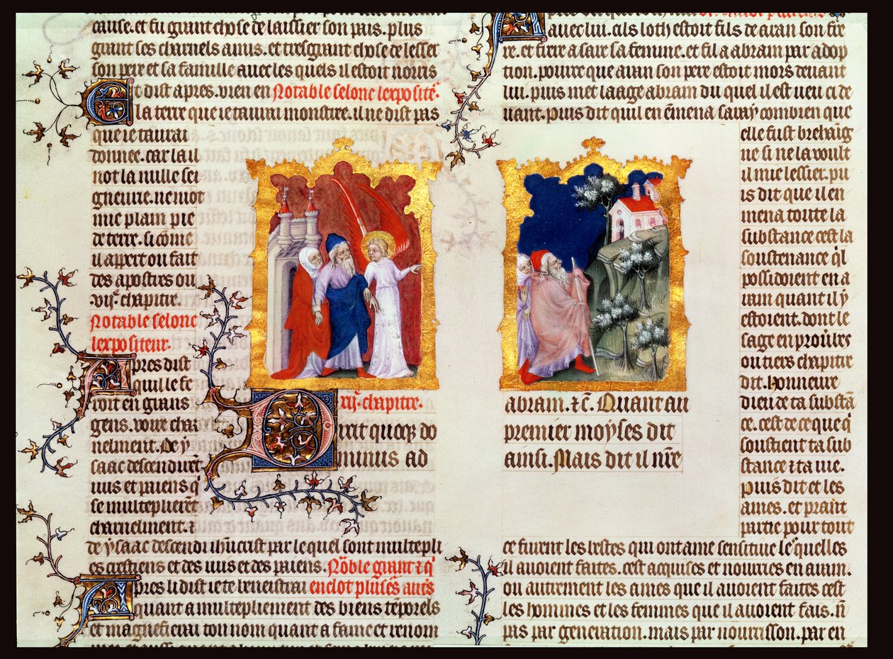 Abraham and Sarah leave Ur of the Chaldees for Canaan, from The Bible of Jean de Sy, c.1355 by French School