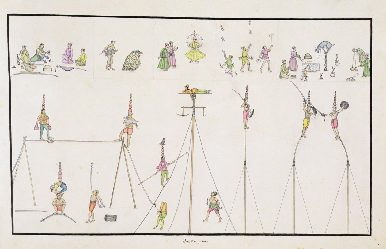 Acrobats, Jugglers, Impersonators, Entertainers from The Gentil Album, Published in 1774 by French School